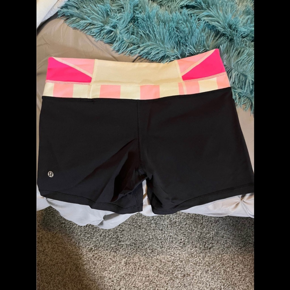 lululemon athletica Black Shorts with Pink and Cream Accents